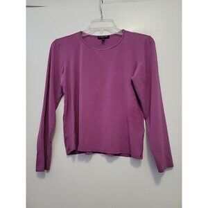 Eileen Fisher Silk Shirt Long Sleeve Purple Petite Small